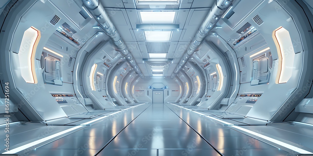 Obraz premium Spaceship interior. Futuristic spaceship interior. 3d rendering