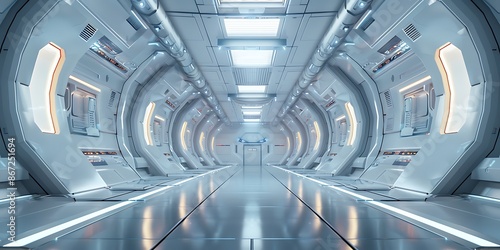 Fototapeta Naklejka Na Ścianę i Meble -  Spaceship interior. Futuristic spaceship interior. 3d rendering