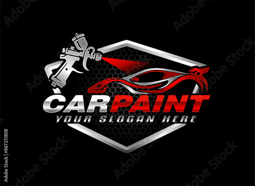 car paint logo emblem template with black background