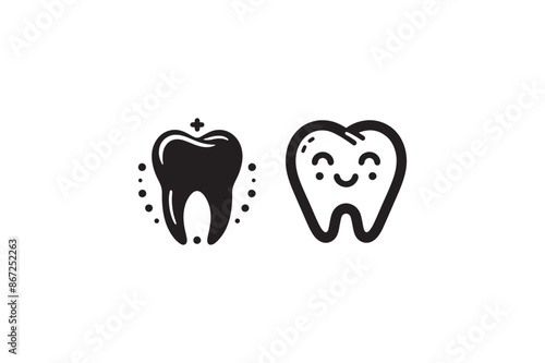 Happy teeth vector silhouette 
