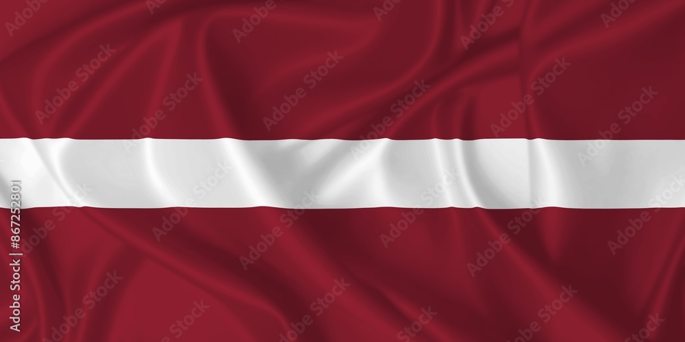 Flag of Latvia waving in the wind on silk texture Flag of Latvia waving in the wind on silk texture