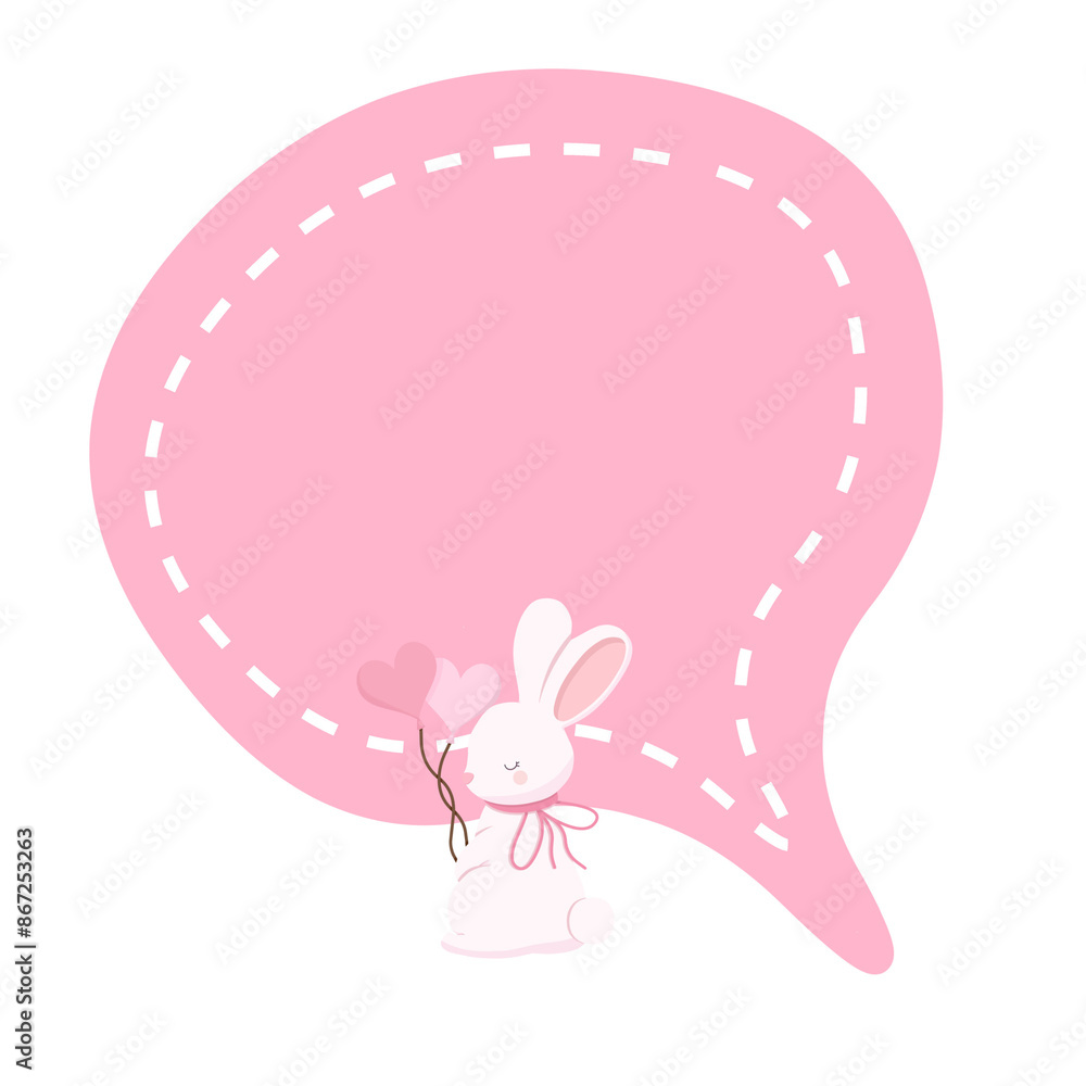 cute Speech Bubble with rabbit illustration cute Speech Bubble with rabbit illustration