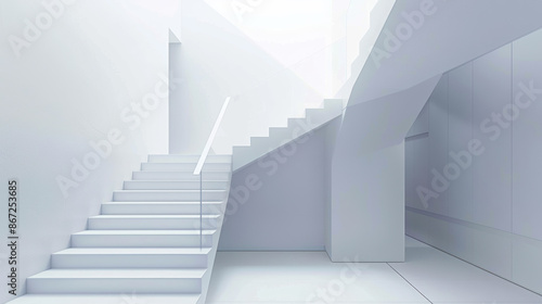 White minimalist staircase design