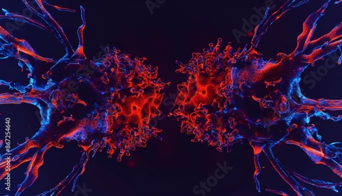 Cancer cells forming an immunosuppressive barrier, medical depiction, immune resistance photo