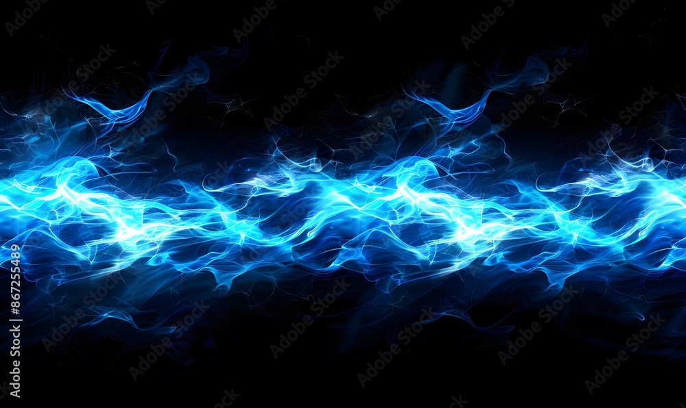 Abstract glowing blue plasma on black background, Abstract glowing blue plasma on black background,