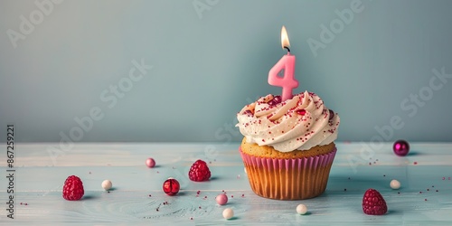 Birthday cupcake with number shaped candles