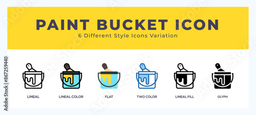 Paint bucket set of simple icons great for web. app. presentation and more.