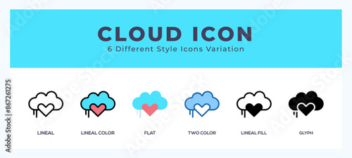 Cloud icon illustration vector with different styles