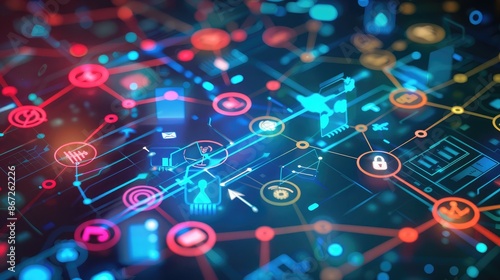 Wallpaper Mural Abstract digital interface with icons representing different communication methods. Torontodigital.ca