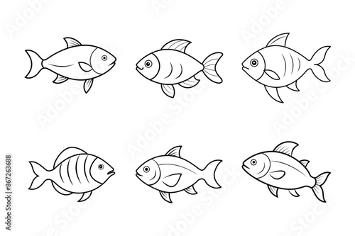 Fish line art vector illustration