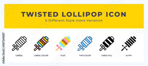 Twisted lollipop pack of icons. vector illustration.