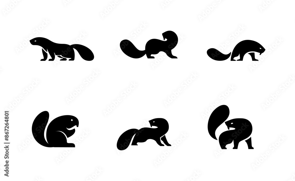 Obraz premium Beaver Logo icon design illustration template