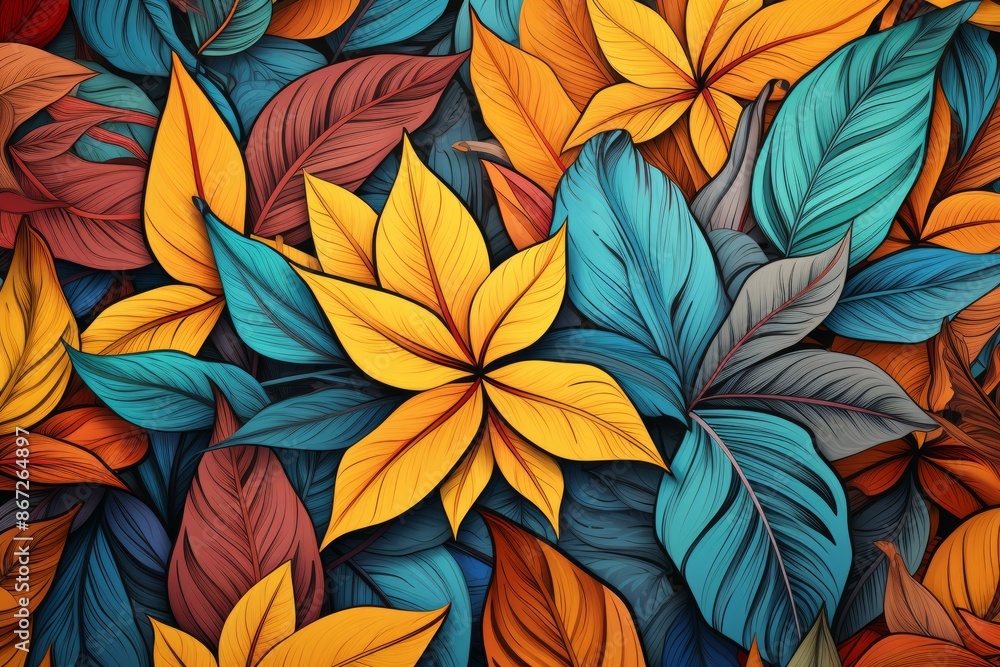 Leaves Material Structure Background - Generative AI Leaves Material Structure Background - Generative AI