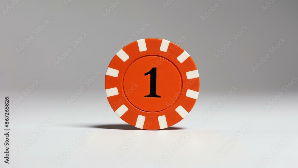 create an image of a single orange dollar poker chip background create an image of a single orange dollar poker chip background