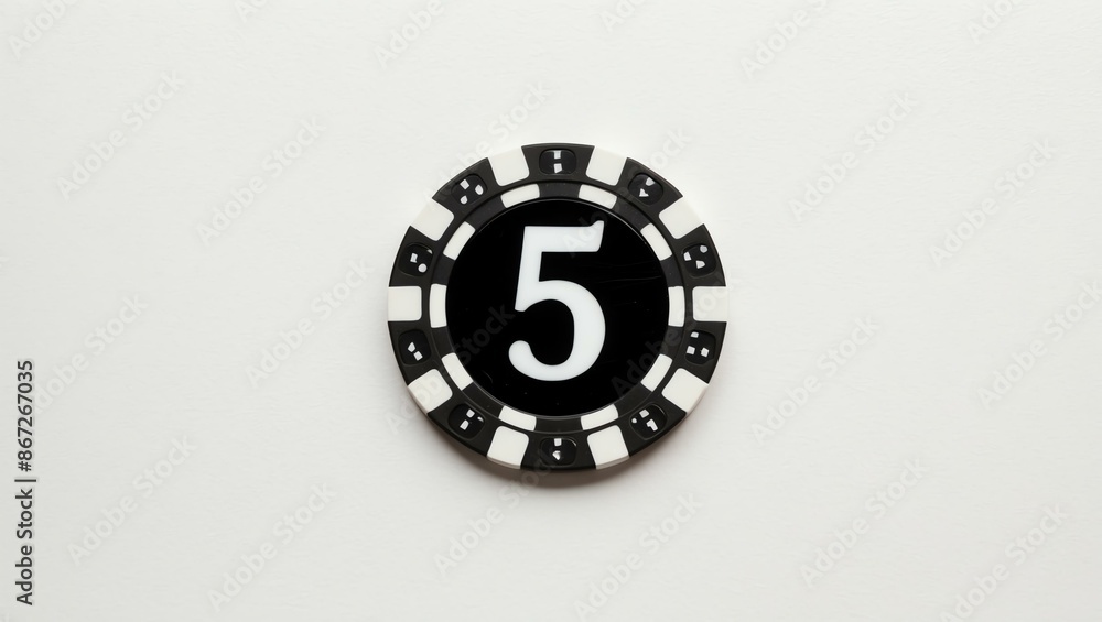 create an image of a single black dollar poker chip o background create an image of a single black dollar poker chip o background