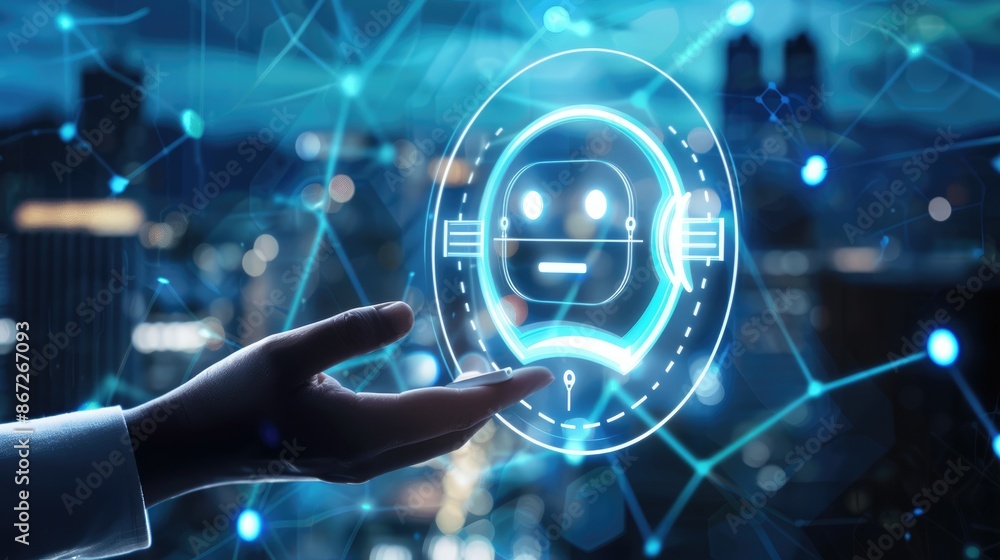 Hand Reaching for Artificial Intelligence Icon Hand Reaching for Artificial Intelligence Icon