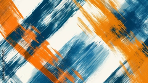 Blue and yellow brush painted pattern abstract background