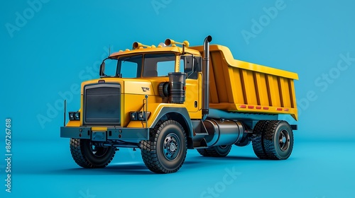 Dump truck isolated on a blue background © Blue