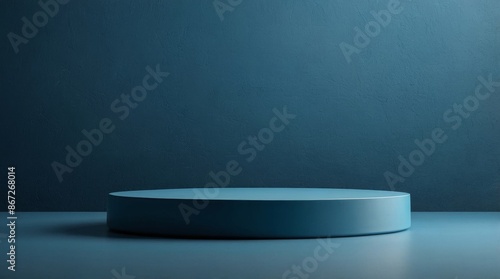 Foto Petrol blue podium on blue background Minimal cosmetic