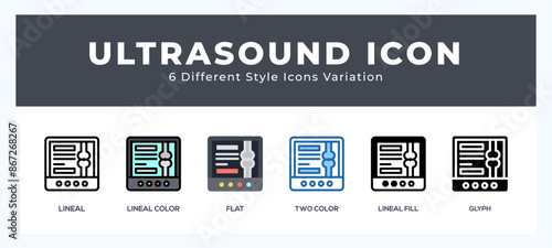 Ultrasound icon in filled. thin line. outline stroke and flat style.