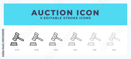 Auction line icon with different stroke. Vector illustration.