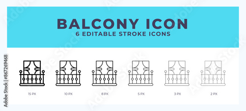 Balcony vector icon. With different stroke vector illustration.