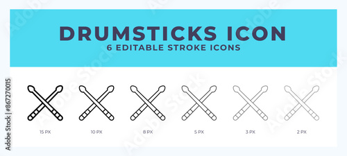 Drumsticks editable line icon. Vector illustration with different stroke.