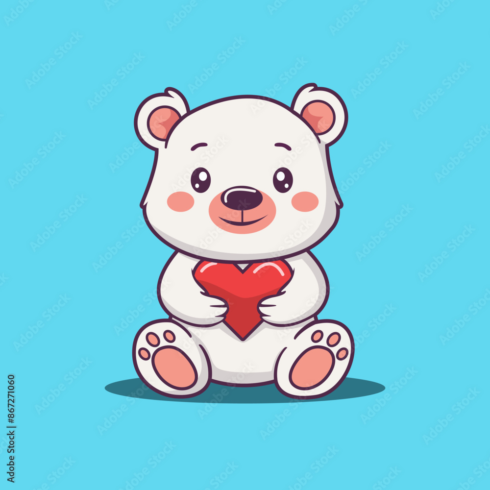 Fototapeta premium Cute bear holding heart cartoon vector illustration