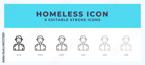Homeless icon set with different stroke. Design elements for logo. Vector illustration.