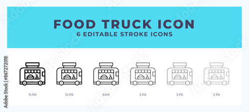 Food truck line icon. Thin line. Bold line. Vector illustration.