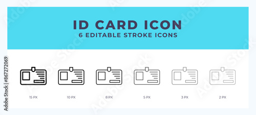 Id card editable line icon. Vector illustration with different stroke.