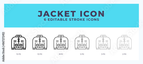 Jacket line icon illustrations with editable strokes.