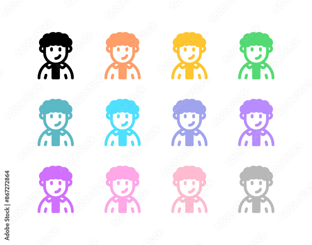 Editable person with curly hair avatar vector icon. User, profile, identity, persona. Part of a big icon set family. Perfect for web and app interfaces, presentations, infographics, etc Editable person with curly hair avatar vector icon. User, profile, identity, persona. Part of a big icon set family. Perfect for web and app interfaces, presentations, infographics, etc