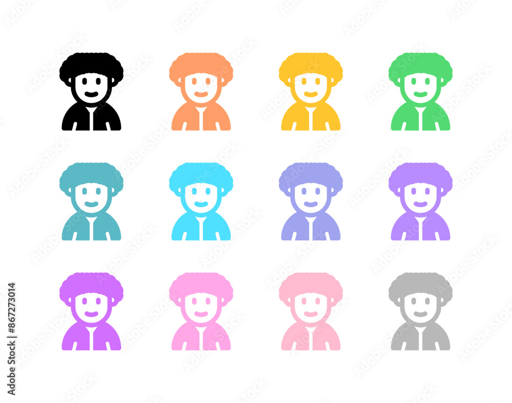 Editable person with afro hairstyle avatar vector icon. User, profile, identity, persona. Part of a big icon set family. Perfect for web and app interfaces, presentations, infographics, etc Editable person with afro hairstyle avatar vector icon. User, profile, identity, persona. Part of a big icon set family. Perfect for web and app interfaces, presentations, infographics, etc