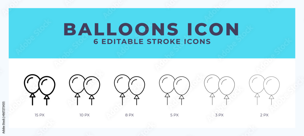 Balloons line icon. For web. And mobile app. Vector illustration. Balloons line icon. For web. And mobile app. Vector illustration.