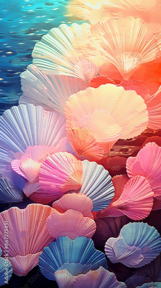 Seashells Material Structure Background - Generative AI Seashells Material Structure Background - Generative AI