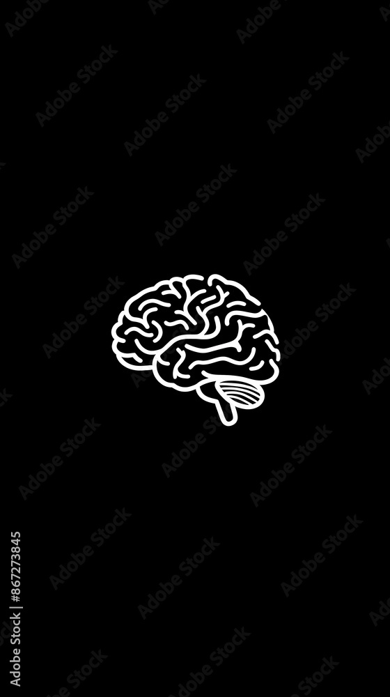 Obraz premium Simple white brain logo