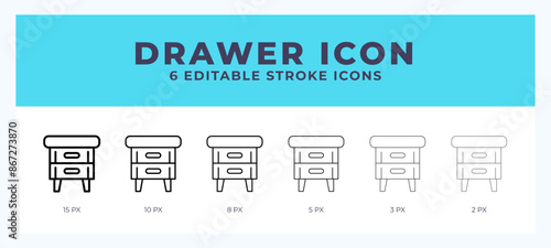 Drawer icon with editable stroke. Outline icon vector illustration.