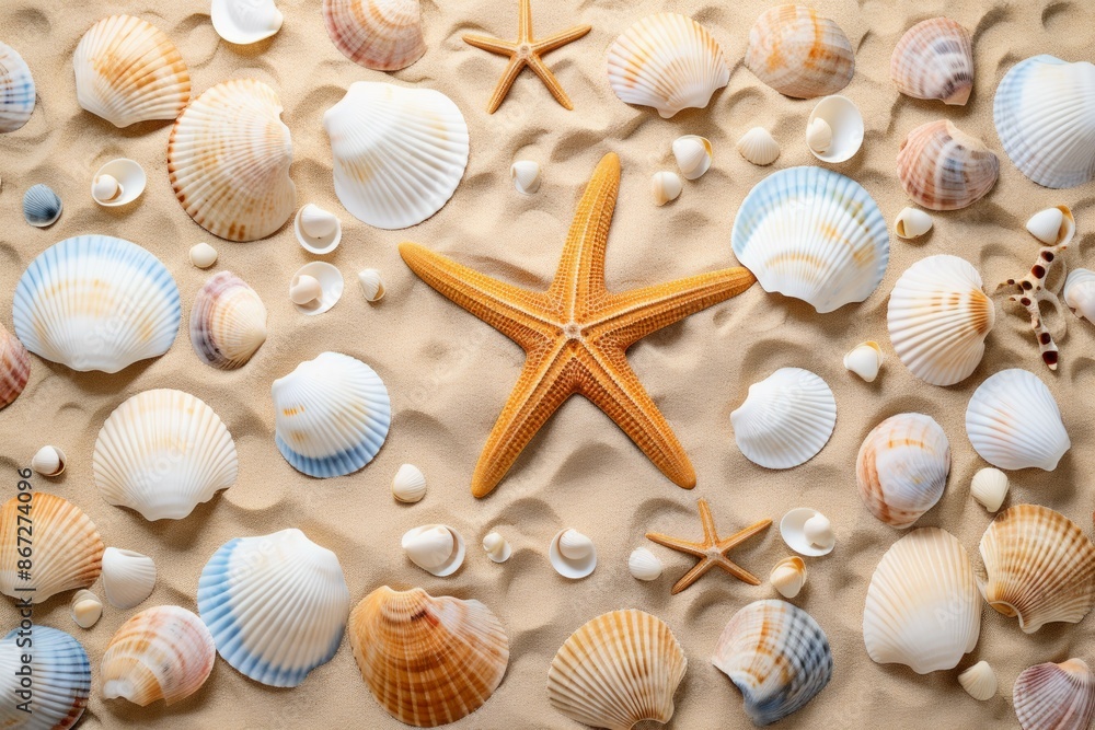 Seashells Material Structure Background - Generative AI Seashells Material Structure Background - Generative AI