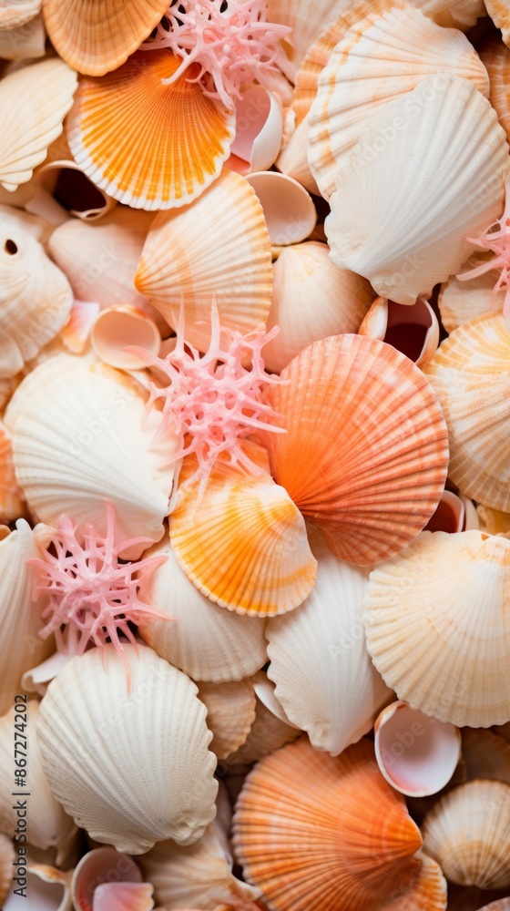 Seashells Material Structure Background - Generative AI Seashells Material Structure Background - Generative AI