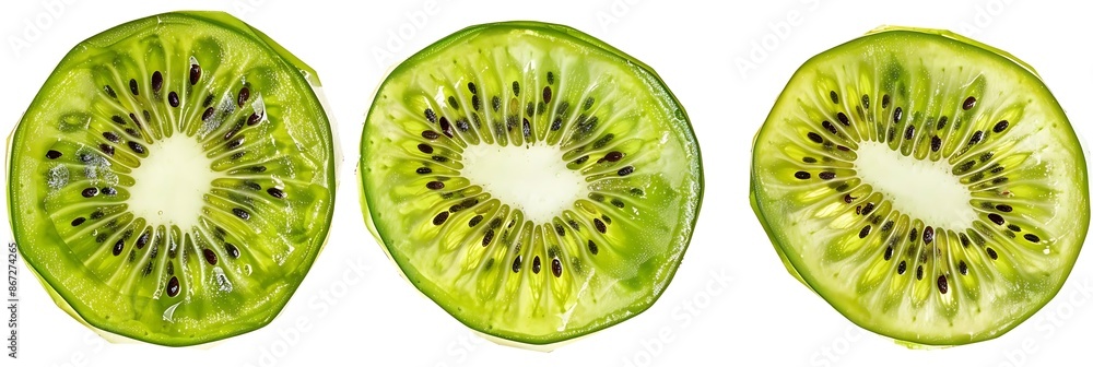 Three Slices of Fresh Kiwi Fruit - Realistic Image Three Slices of Fresh Kiwi Fruit - Realistic Image