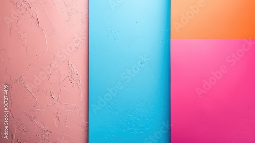 Colorful Abstract Background with Textured Pink, Blue, and Orange Panels