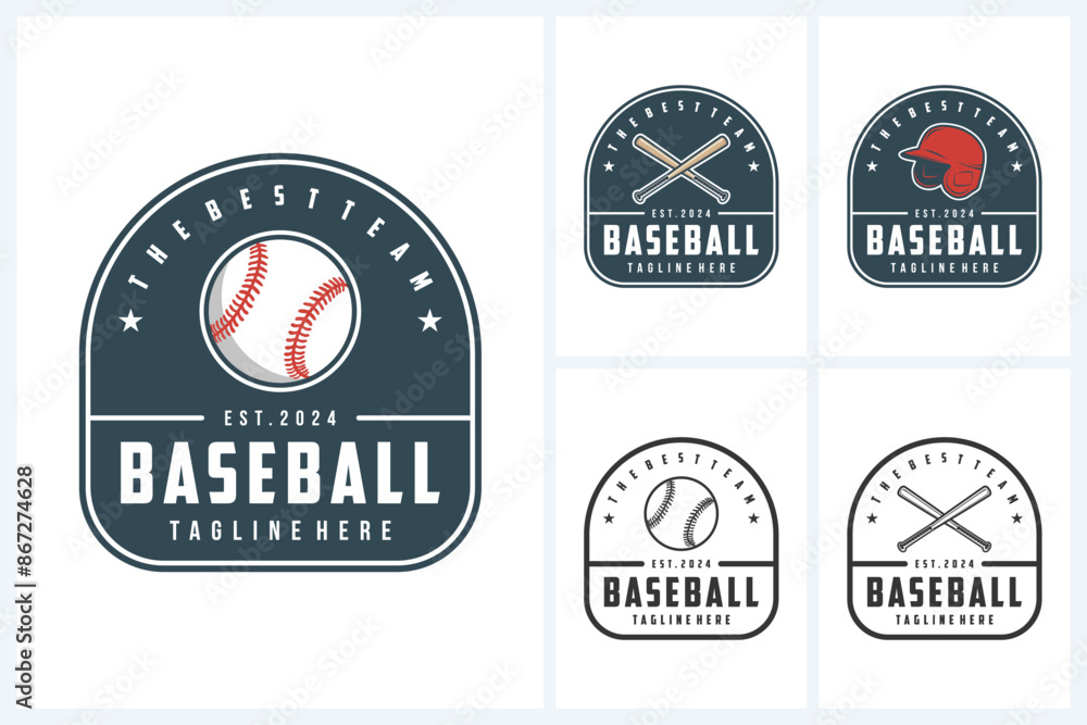 Obraz premium Baseball logo sport, team identity, baseball tournament logo vector illustration template