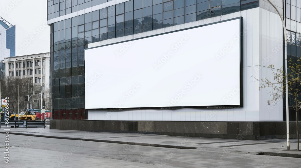 Large billboard advertisement mockup on modern building exterior Large billboard advertisement mockup on modern building exterior