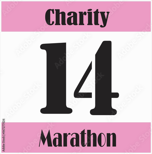 Runner's bib number for charity simple design vector illustration