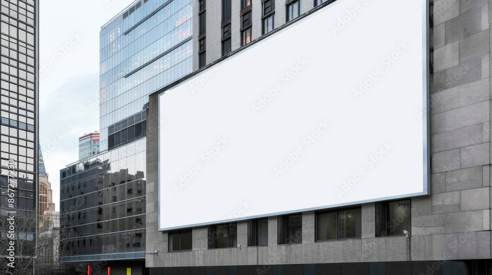 Large billboard advertisement mockup on modern building exterior Large billboard advertisement mockup on modern building exterior
