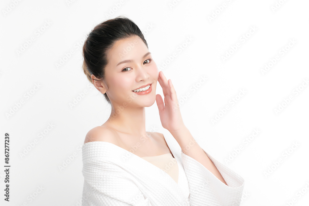 Beautiful young asian woman with clean fresh skin on white background, Face care, Facial treatment, Cosmetology, beauty and spa, Asian women portrait. Beautiful young asian woman with clean fresh skin on white background, Face care, Facial treatment, Cosmetology, beauty and spa, Asian women portrait.