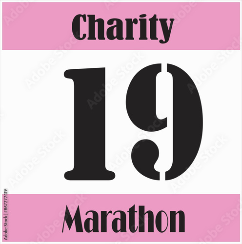 Runner's bib number for charity simple design vector illustration
