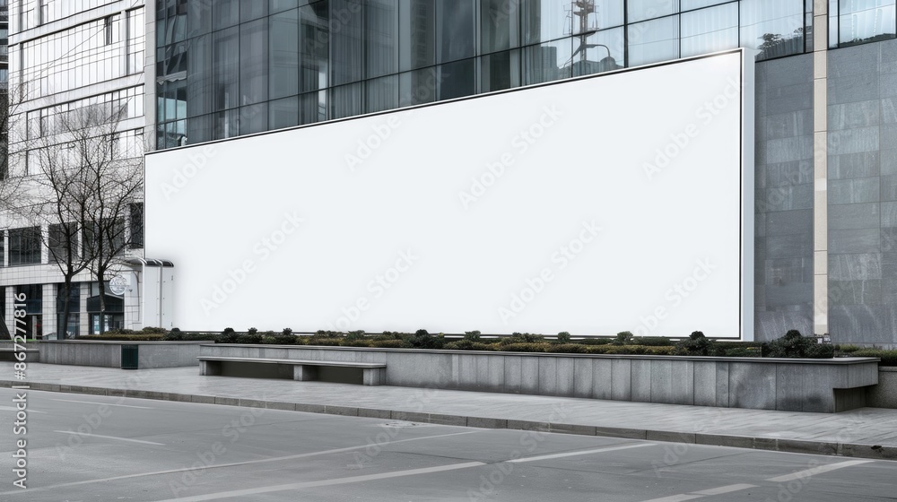 Large billboard advertisement mockup on modern building exterior Large billboard advertisement mockup on modern building exterior
