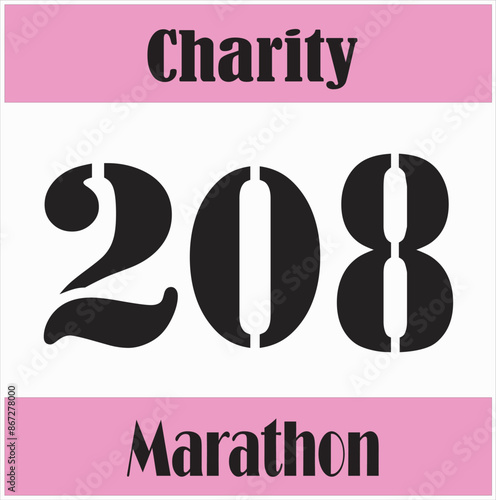 Runner's bib number for charity simple design vector illustration